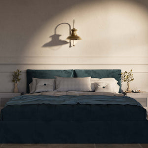 Nautical style wall lamp with brass arm and drop-shaped glass diffuser, Italian design inspired by vintage ship lanterns by Ghidini 1849 - Finish: OBS Bronze Satin Brass