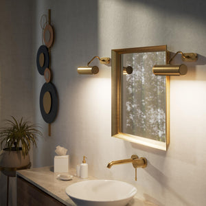 Brass picture light with 20cm shade, internal reflector, and adjustable joint. Perfect for enhancing artwork and interiors by Ghidini 1849 - Finish: OBS Bronze Satin Brass