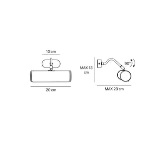 Brass picture light with 20cm shade, internal reflector, and adjustable joint. Perfect for enhancing artwork and interiors by Ghidini 1849