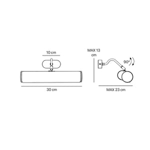Brass picture light with 30cm shade, internal reflector, and adjustable joint. Ideal for enhancing artwork and decorative interiors by Ghidini 1849