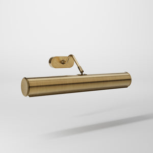 Brass picture light with reflector, adjustable arm, and minimalist design. Perfect for illuminating artwork in elegant interiors by Ghidini 1849 - Finish: OBS Bronze Satin Brass