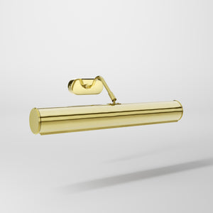 Brass picture light with reflector, adjustable arm, and minimalist design. Perfect for illuminating artwork in elegant interiors by Ghidini 1849 - Finish: OLV Polished Brass