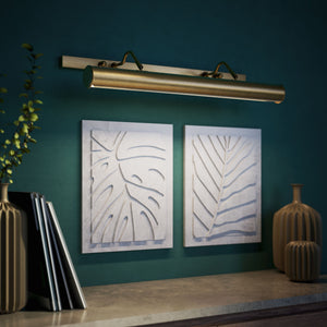 Classic brass picture light 60 cm with integrated reflector and adjustable dual arm for artworks by Ghidini 1849 - Finish: OBS Bronze Satin Brass