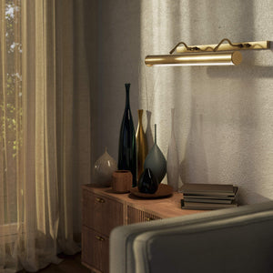 Classic brass picture light 60 cm with integrated reflector and adjustable dual arm for artworks by Ghidini 1849 - Finish: OBS Bronze Satin Brass