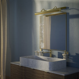 Classic brass picture light 60 cm with integrated reflector and adjustable dual arm for artworks by Ghidini 1849 - Finish: OLV Polished Brass