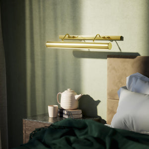 Classic brass picture light 60 cm with integrated reflector and adjustable dual arm for artworks by Ghidini 1849 - Finish: OLV Polished Brass