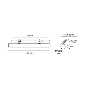 Classic brass picture light 60 cm with integrated reflector and adjustable dual arm for artworks by Ghidini 1849