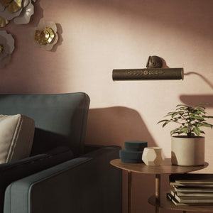 Classical brass picture wall lamp 30 cm with floral motif, decorative rosette and adjustable arm for artwork lighting by Ghidini 1849 - Finish: OBM Bronze Satin Matt Brass