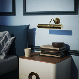 Classical brass picture wall lamp 30 cm with floral motif, decorative rosette and adjustable arm for artwork lighting by Ghidini 1849 - Finish: OLV Polished Brass