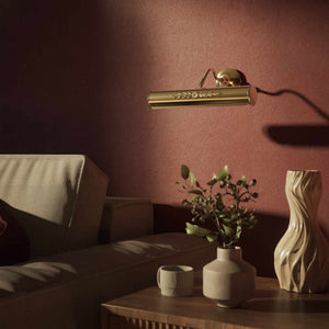 Classical brass picture wall lamp 30 cm with floral motif, decorative rosette and adjustable arm for artwork lighting by Ghidini 1849 - Finish: OLV Polished Brass