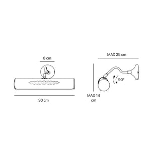 Classical brass picture wall lamp 30 cm with floral motif, decorative rosette and adjustable arm for artwork lighting by Ghidini 1849