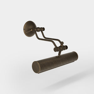 Brass picture light with adjustable arms and a 30 cm shade, timeless design Made in Italy by Ghidini 1849 - Finish: OBM Bronze Satin Matt Brass