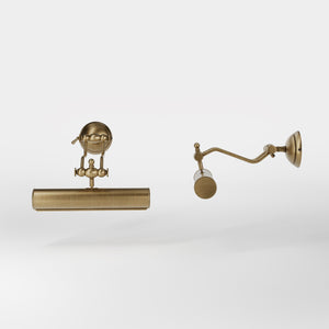 Brass picture light with adjustable arms and a 30 cm shade, timeless design Made in Italy by Ghidini 1849 - Finish: OBS Bronze Satin Brass