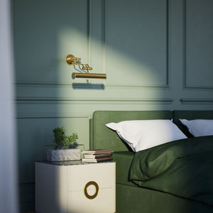 Brass picture light with adjustable arms and a 30 cm shade, timeless design Made in Italy by Ghidini 1849 - Finish: ORO 24K Gold Plated