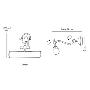 Brass picture light with adjustable arms and a 30 cm shade, timeless design Made in Italy by Ghidini 1849