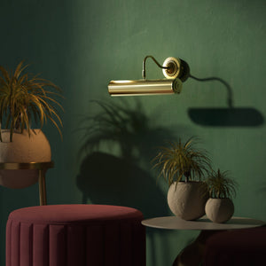 Art Deco brass picture wall lamp 30 cm with geometric line pattern, rosette and adjustable arm for artwork lighting by Ghidini 1849 - Finish: Finish: OLV Polished Brass