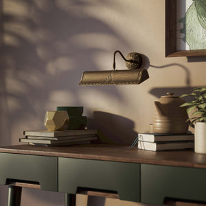 Classical brass picture wall lamp 30 cm with rocaille decorations, floral rosette and adjustable arm by Ghidini 1849 - Finish: OBM Bronze Satin Matt Brass