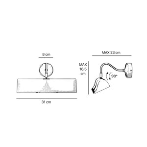 Classical brass picture wall lamp 30 cm with rocaille decorations, floral rosette and adjustable arm by Ghidini 1849