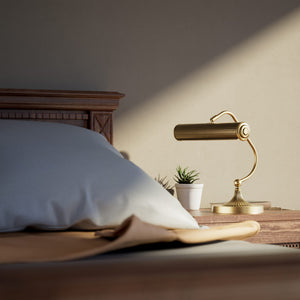 Art Deco brass table lamp with fluted cylindrical shade and adjustable joint on radially ribbed base by Ghidini 1849 - Finish: OBS Bronze Satin Brass