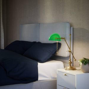 Adjustable Churchill brass lamp with green glass shade by Ghidini 1849 - Finish: OBS Bronze Satin Brass