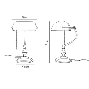 Banker’s lamp in brass with fixed green shade, classic style, perfect for offices and libraries by Ghidini 1849