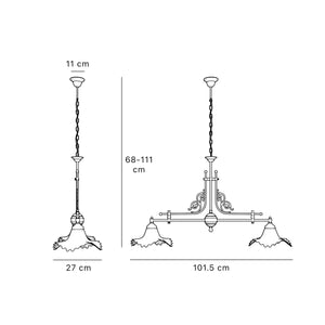 Classic brass chandelier with white satin glass shades by Ghidini 1849