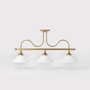 Brass ceiling lamp with three white glass shades by Ghidini 1849 - Finish: OBS Bronze Satin Brass