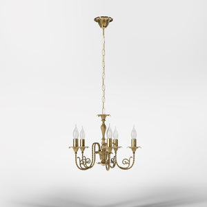 Classic brass chandelier with 5 ornate arms, Louis XV style, ideal for elegant interiors by Ghidini 1849 - Finish: OBS Bronze Satin Brass