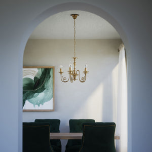 Classic brass chandelier with 5 ornate arms, Louis XV style, ideal for elegant interiors by Ghidini 1849 - Finish: OBS Bronze Satin Brass