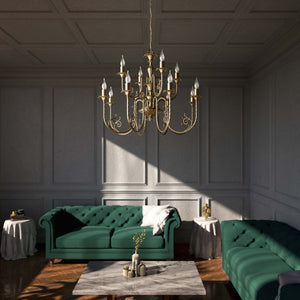 Brass chandelier with 12 arms, Baroque-inspired Louis XV style, ornate details by Ghidini 1849 - Finish: OBS Bronze Satin Brass