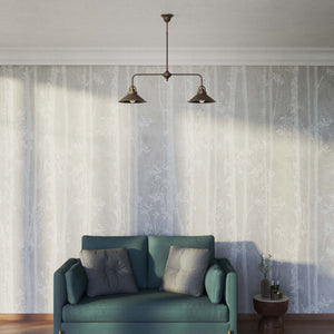 Industrial balance beam pendant light in brass with symmetrical double conical shade inspired by vintage design by Ghidini 1849 - Finish: OBM Bronze Satin Matt Brass