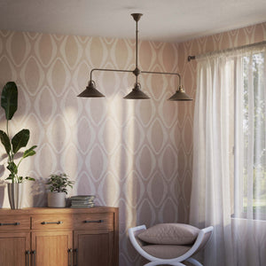 Brass chandelier with three conical shades, adjustable height, classic and versatile design by Ghidini 1849 - Finish: OBM Bronze Satin Matt Brass