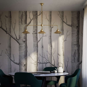 Brass chandelier with three conical shades, adjustable height, classic and versatile design by Ghidini 1849 - Finish: OBS Bronze Satin Brass