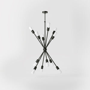 Sputnik-style brass chandelier, modern and sculptural pendant light, ideal for stylish interiors in homes, hotels, and boutiques by Ghidini 1849 - Finish: ONO Matt Black