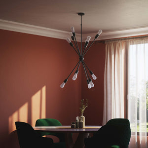 Sputnik-style brass chandelier, modern and sculptural pendant light, ideal for stylish interiors in homes, hotels, and boutiques by Ghidini 1849 - Finish: ONO Matt Black