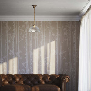 Pendant light brass ribbed glass clear vintage industrial design kitchen Italian Ghidini 1849 - Finish: OAS Antique Brass