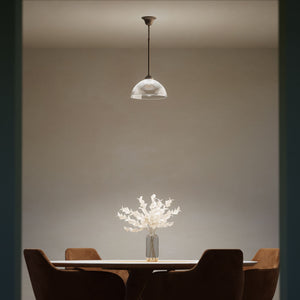 Pendant light brass ribbed glass clear vintage industrial design kitchen Italian Ghidini 1849 - Finish: OBM Bronze Satin Matt Brass