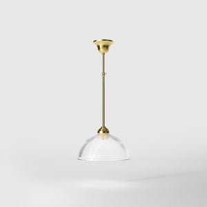 Pendant light brass ribbed glass clear vintage industrial design kitchen Italian Ghidini 1849 - Finish: OLV Polished Brass