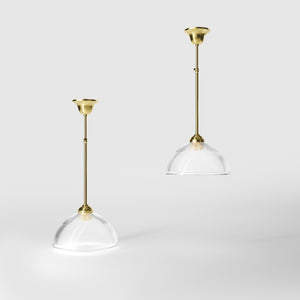 Pendant light brass ribbed glass clear vintage industrial design kitchen Italian Ghidini 1849 - Finish: OLV Polished Brass