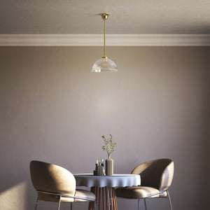 Pendant light brass ribbed glass clear vintage industrial design kitchen Italian Ghidini 1849 - Finish: OLV Polished Brass