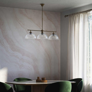 Brass chandelier with three ribbed glass shades, classic and adjustable design for sophisticated interiors by Ghidini 1849 - Finish: OBM Bronze Satin Matt Brass