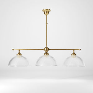 Brass chandelier with three ribbed glass shades, classic and adjustable design for sophisticated interiors by Ghidini 1849 - Finish: OBS Bronze Satin Brass