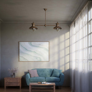 Brass beam suspension with two glass diffusers and adjustable rod, Italian design inspired by historic pier lanterns by Ghidini 1849 - Finish: OAS Antique Brass