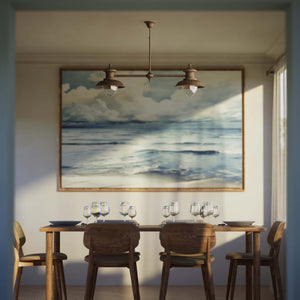 Brass beam suspension with two glass diffusers and adjustable rod, Italian design inspired by historic pier lanterns by Ghidini 1849 - Finish: OAS Antique Brass