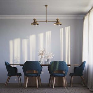 Brass beam suspension with two glass diffusers and adjustable rod, Italian design inspired by historic pier lanterns by Ghidini 1849 - Finish: OBS Bronze Satin Brass