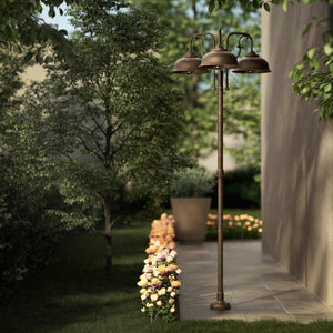 Classic brass and glass garden lamp with three decorative arms, outdoor lighting by Ghidini 1849 - Finish: OAS Antique Brass
