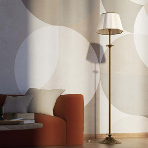 Classic brass floor lamp with ivory white fabric shade Luigi XV by Ghidini 1849 - Finish: OBS Bronze Satin Brass
