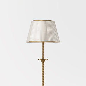 Classic brass floor lamp with ivory white fabric shade Luigi XV by Ghidini 1849 - Finish: OBS Bronze Satin Brass