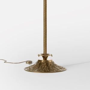 Classic brass floor lamp with ivory white fabric shade Luigi XV by Ghidini 1849 - Finish: OBS Bronze Satin Brass