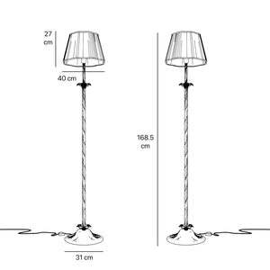 Classic brass floor lamp with ivory white fabric shade Luigi XV by Ghidini 1849